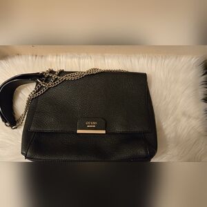 GUESS Women's  Handbag Purse Ryann Black Shoulder Bag with  Chain Handle